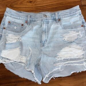 American Eagle Outfitters Light Blue Distressed Denim Shorts